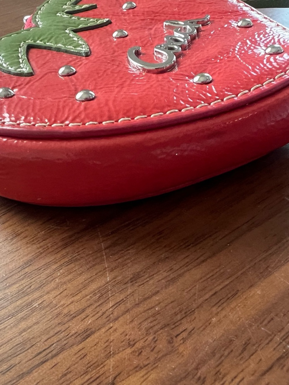 Coach Strawberry Heart Wristlet - Red & Green Key Chain Coin Purse - Picture 4 of 8